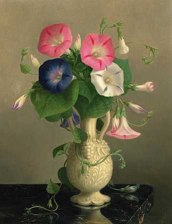 牵牛花花瓶`Vase of Morning Glories by Hannah Brown Skeele
