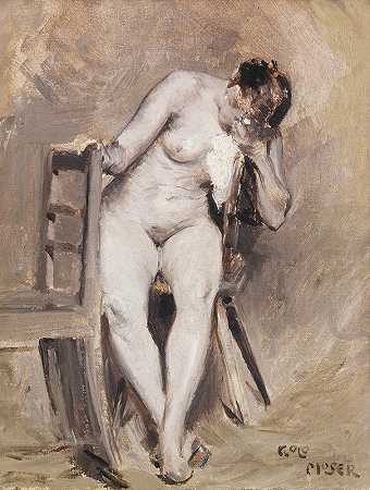 摄影棚里的女性裸体`Weiblicher Akt im Atelier (1892) by Koloman Moser