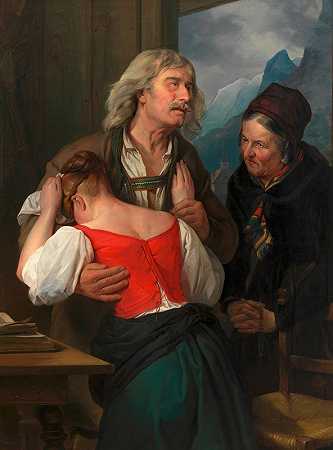 忏悔`Das Bekenntnis (1834) by Josef Danhauser