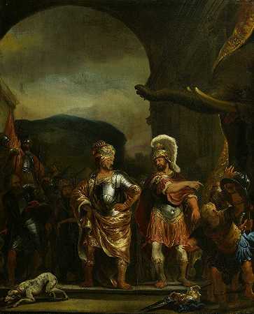 皮拉斯军营里平静的法布里丘斯`The calm Fabricius in the army camp of Pyrrhus (1655 – 1656) by Ferdinand Bol