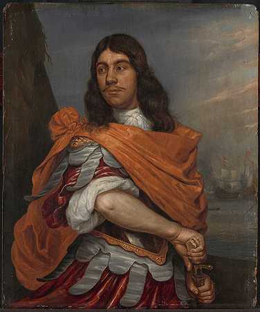 身着罗马服装的海军中将科内利斯·特朗普的肖像`Portrait of Lieutenant~Admiral Cornelis Tromp in Roman Costume (1650 ~ 1692) by Abraham van Westerveld