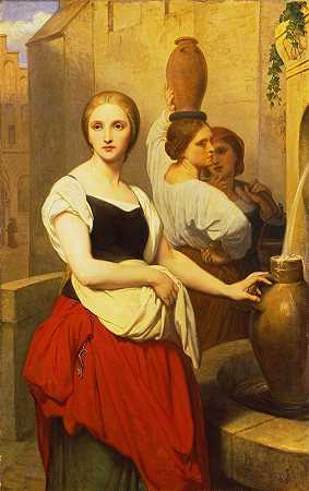 玛格丽特在喷泉`Margaret at the Fountain (1858) by Ary Scheffer