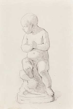 坐着的小男孩，雕塑`Istuva pieni poika, veistos (1877 ~ 1878) by Helene Schjerfbeck