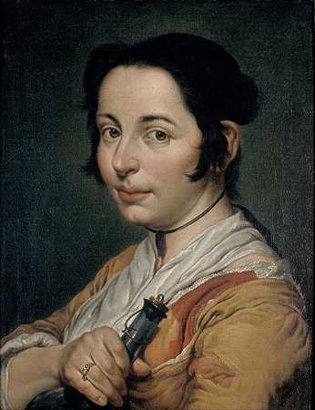 拿着酒瓶的年轻农妇`Young Peasant Woman Holding a Wine Flask (1737~1738) by Giacomo Ceruti