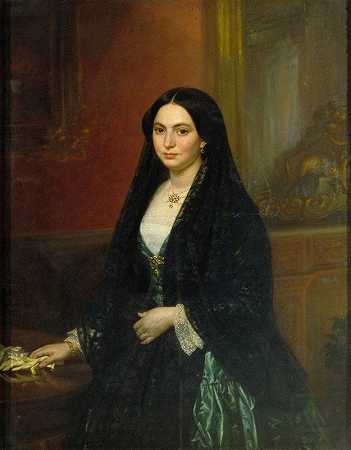 塞尼奥拉·埃斯帕特肖像`Portrait of Senyora Espalter (1852) by Joaquim Espalter