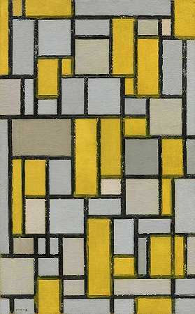 1918年的网格构图`Composition with Grid, 1918 by Piet Mondrian