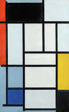 1921年红、黑、黄、蓝、灰的构图`Composition with Red, Black, Yellow, Blue and Grey, 1921 by Piet Mondrian