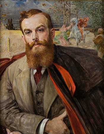 亚当·西布尔斯基肖像`Portrait of Adam Łada~Cybulski (1911) by Jacek Malczewski