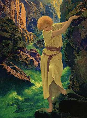 峡谷，1923年`The Canyon, 1923 by Maxfield Parrish