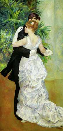 1883年在城里跳舞`Dance in Town, 1883 by Pierre-Auguste Renoir