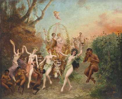 动物和仙女的盛宴`Fest Der Faune Und Nymphen (1905) by Moritz Stifter