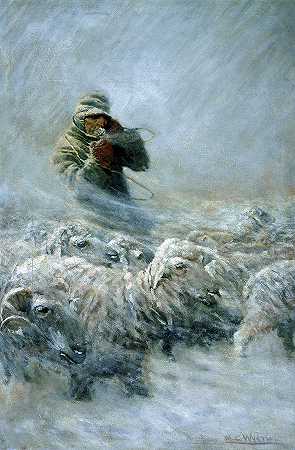 牧羊人，1908年`Sheep Herder, 1908 by N C Wyeth