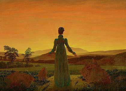 《日出前的女人》，1818年`Woman Before the Rising Sun, 1818 by Caspar David Friedrich
