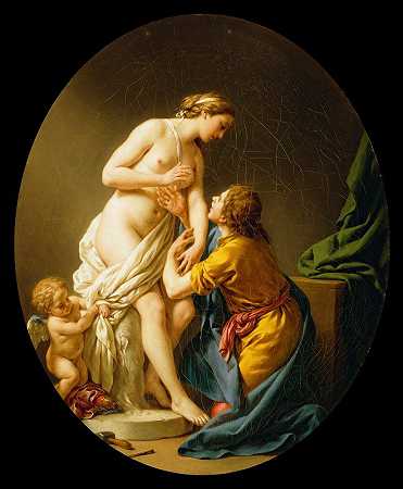 皮格马利翁和伽拉泰亚`Pygmalion and Galatea (1781) by Louis-Jean-François Lagrenée
