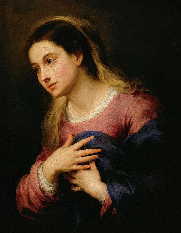 圣母报，1670-1680年`The Virgin of the Annunciation, 1670-1680 by Bartolome Esteban Murillo