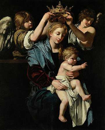 《女子与天使之子》，1620年`Virgin and Child with Angels, 1620 by Bartolomeo Cavarozzi