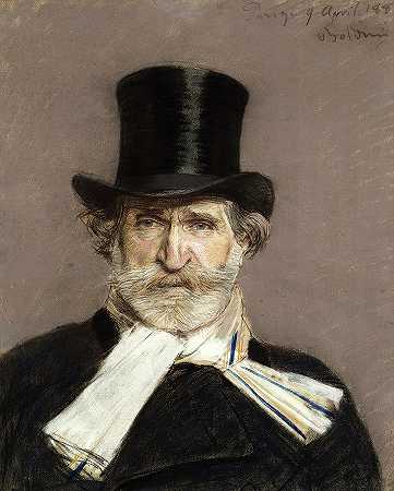 朱塞佩·威尔第肖像，约1886年`Portrait of Giuseppe Verdi, c. 1886 by Giovanni Boldini
