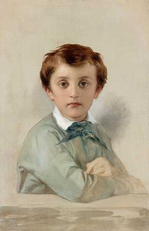 艺术家的小儿子菲利普·格雷戈耶·德拉罗什的肖像`Portrait of Philippe~Grégoire Delaroche, the Artist’s Younger Son (1851) by Paul Delaroche