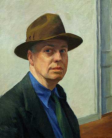 自画像，1925年`Self-Portrait, 1925 by Edward Hopper