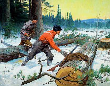 伐木工人在工作`Loggers at Work by Philip Russell Goodwin