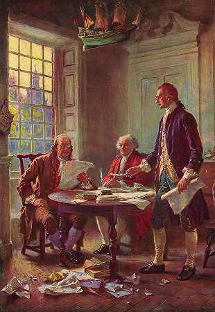 1776年独立宣言的撰写`Writing of the Declaration of Independence in 1776 by Jean Leon Gerome Ferris