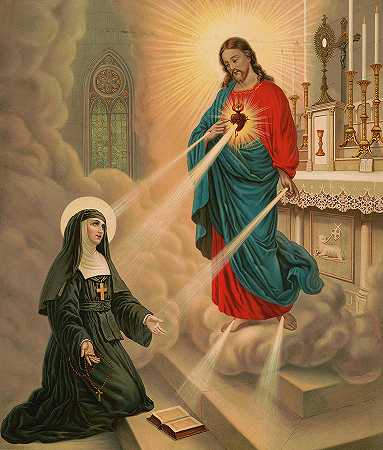 我们的主向玛格丽特·玛丽·阿拉科克显现`The apparition of our Lord to blessed Margaret Mary Alacoque by Unknown