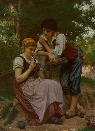 端庄的少女`The demure maiden (1870) by François Alfred Delobbe