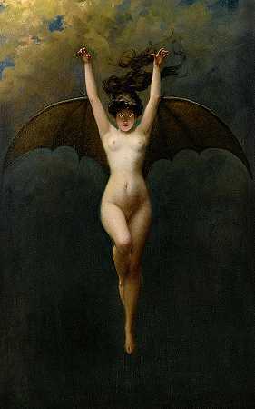 蝙蝠女，1890年`The Bat Woman, 1890 by Albert Joseph Penot