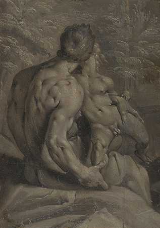 两个男性裸体`Two Male Nudes (1590) by Cornelis Cornelisz Van Haarlem