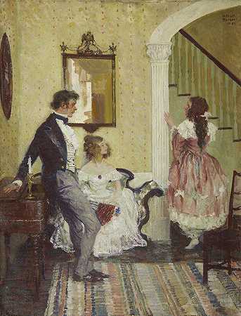 客厅里的人`People in a Parlor (1921) by Arthur Fuller