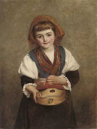 最可爱的小乞丐e她请求施舍`The sweetest little beggar that eer asked for Alms (1891) by William Powell Frith