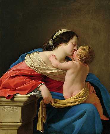 麦当娜和孩子，1633年`Madonna and Child, 1633 by Simon Vouet