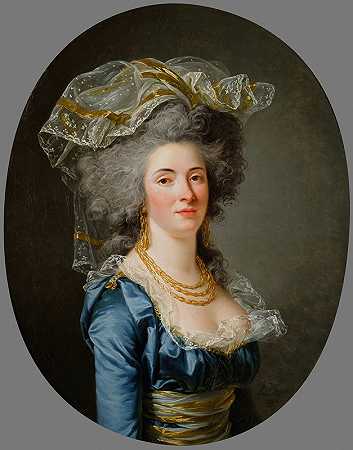 菲利伯特·奥尔良·佩林·德西皮埃尔（Philiberte Orléans Perrin de Cypierre）的肖像画`Portrait présumé de Philiberte~Orléans Perrin de Cypierre, comtesse de Maussion (1787) by Adélaïde Labille-Guiard
