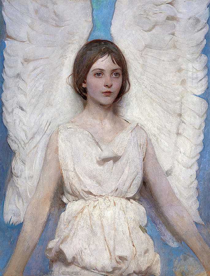 《天使》，1887年`The Angel, 1887 by Abbott Handerson Thayer