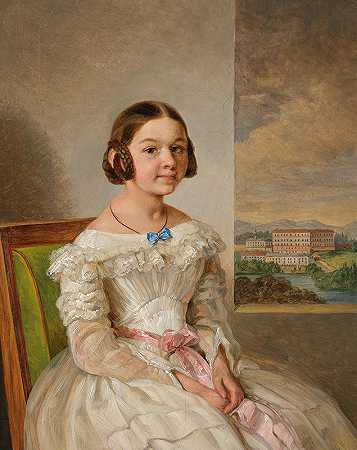 女孩肖像`Mädchenporträt (1844) by Ferdinand Küss