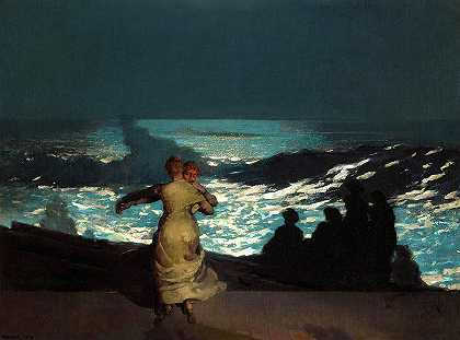 1890年夏夜`Summer Night, 1890 by Winslow Homer