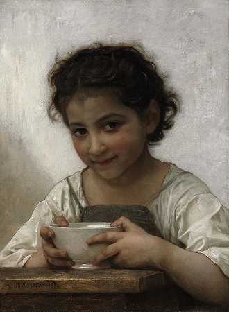 牛奶汤`La soupe au lait (1880) by William Bouguereau