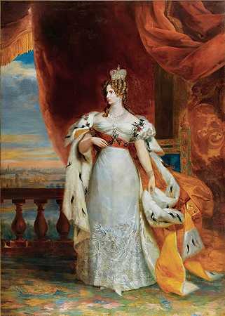 亚历山德拉·费多罗夫娜皇后画像`Portrait Of Empress Alexandra Fedorovna by Studio of George Dawe