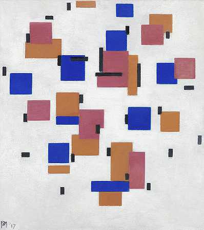 彩色构图，1917年`Composition in Colour, 1917 by Piet Mondrian