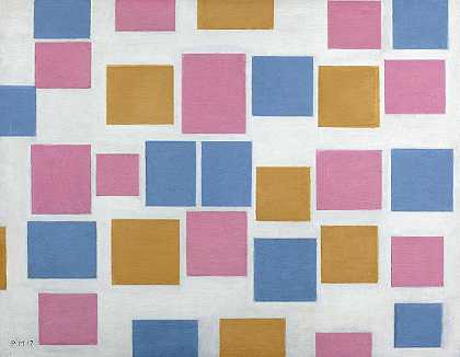 3号彩盒构图`Composition No. 3 with Color Boxes by Piet Mondrian