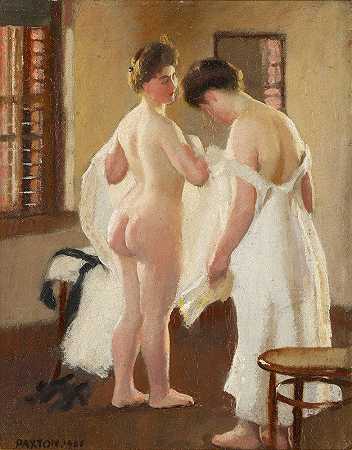 女装`Women Dressing (1906) by William McGregor Paxton