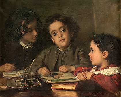 肖像画`Portraits intimes (1872) by Alfred Dehodencq
