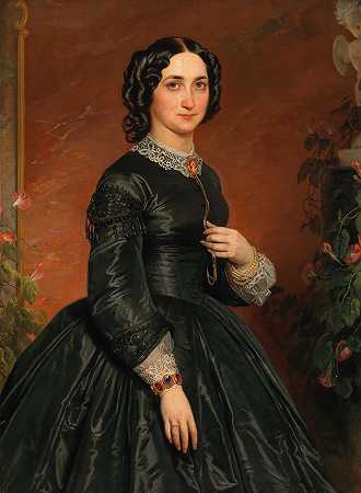 一位女士的肖像`Bildnis einer Dame (1864) by Franz Dobiaschofsky