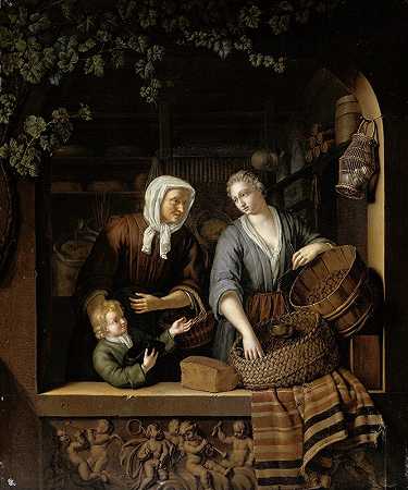 杂货店`The Grocer’s Shop (1715) by Frans Van Mieris The Younger