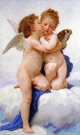 丘比特和小时候的普赛克`Cupid and Psyche as Children by William-Adolphe Bouguereau