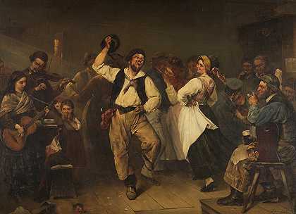 渔夫跳舞`Fishermans dance (1880) by Max Rentel