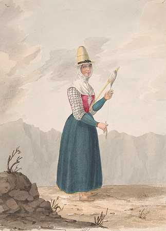 来自耶罗的女孩`Girl from Hierro (1828) by Alfred Diston