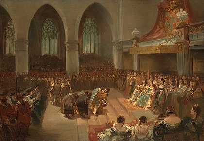 威廉三世和玛丽·斯图尔特的加冕礼，安诺1689`The coronation of William III and Mary Stuart, Anno 1689 (1829 – 1894) by Charles Rochussen
