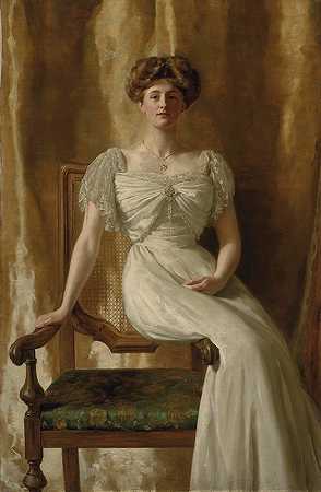 勋爵的肖像。哈罗德·里奇夫人`Portrait of The Hon. Mrs Harold Ritchie by John Collier