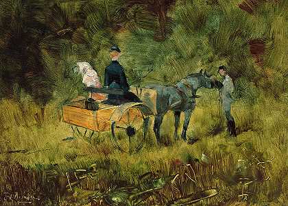 陷阱，约1880年`The Trap, c. 1880 by Henri de Toulouse-Lautrec